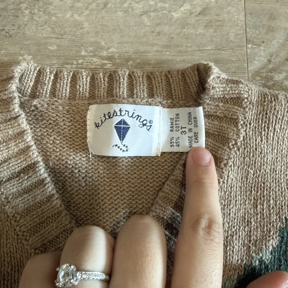 Vintage 90s Kitestrings Southwest Fishing Knit Cardigan Sweater Kids size 3T - Picture 3 of 8